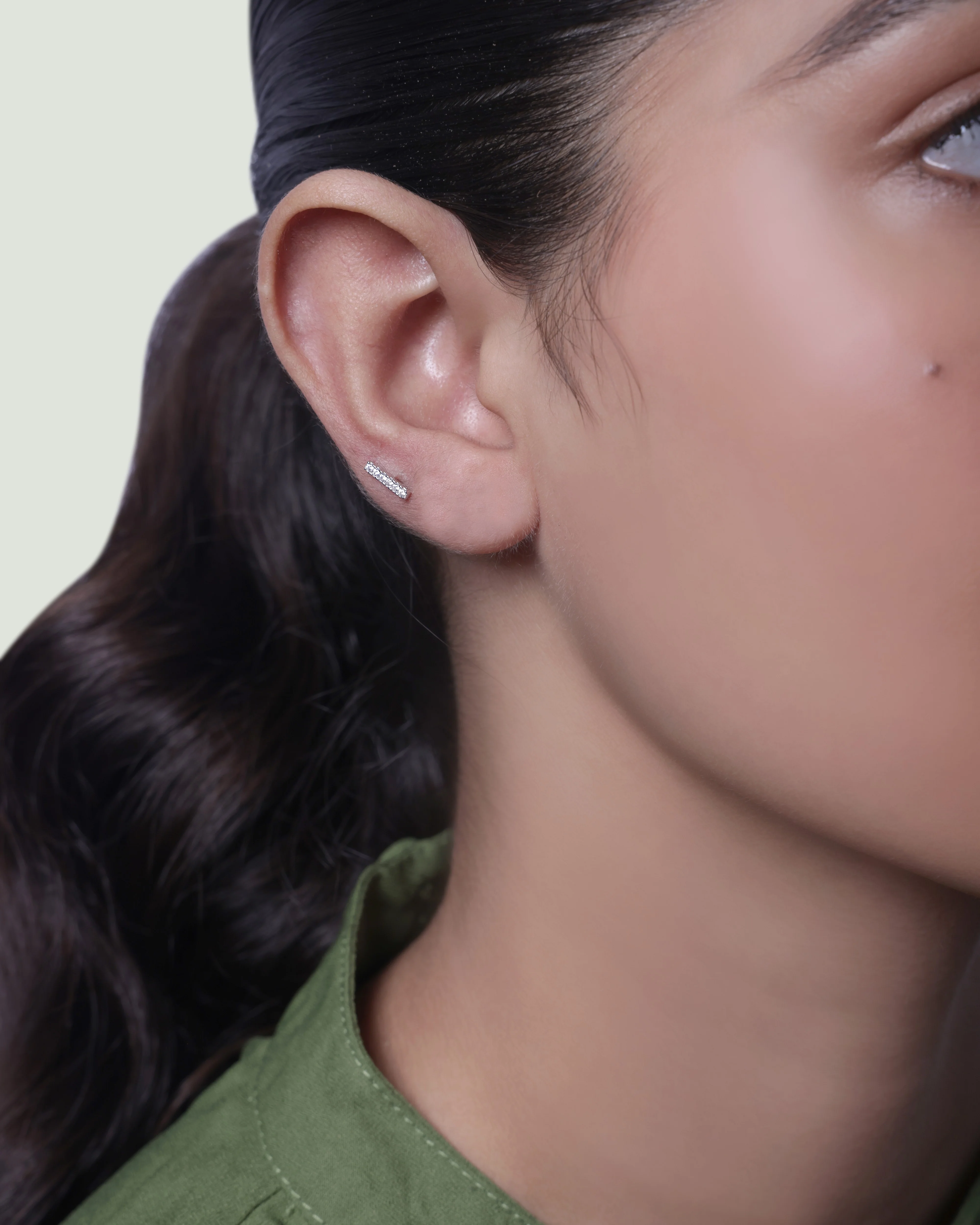 Minimal Zirconia Bar Studs Earrings - Image 5
