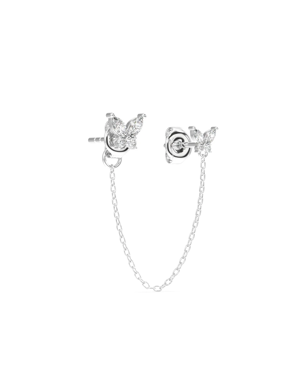 Zircon Butterfly 3 In 1 Connector Chain Earrings - Image 5
