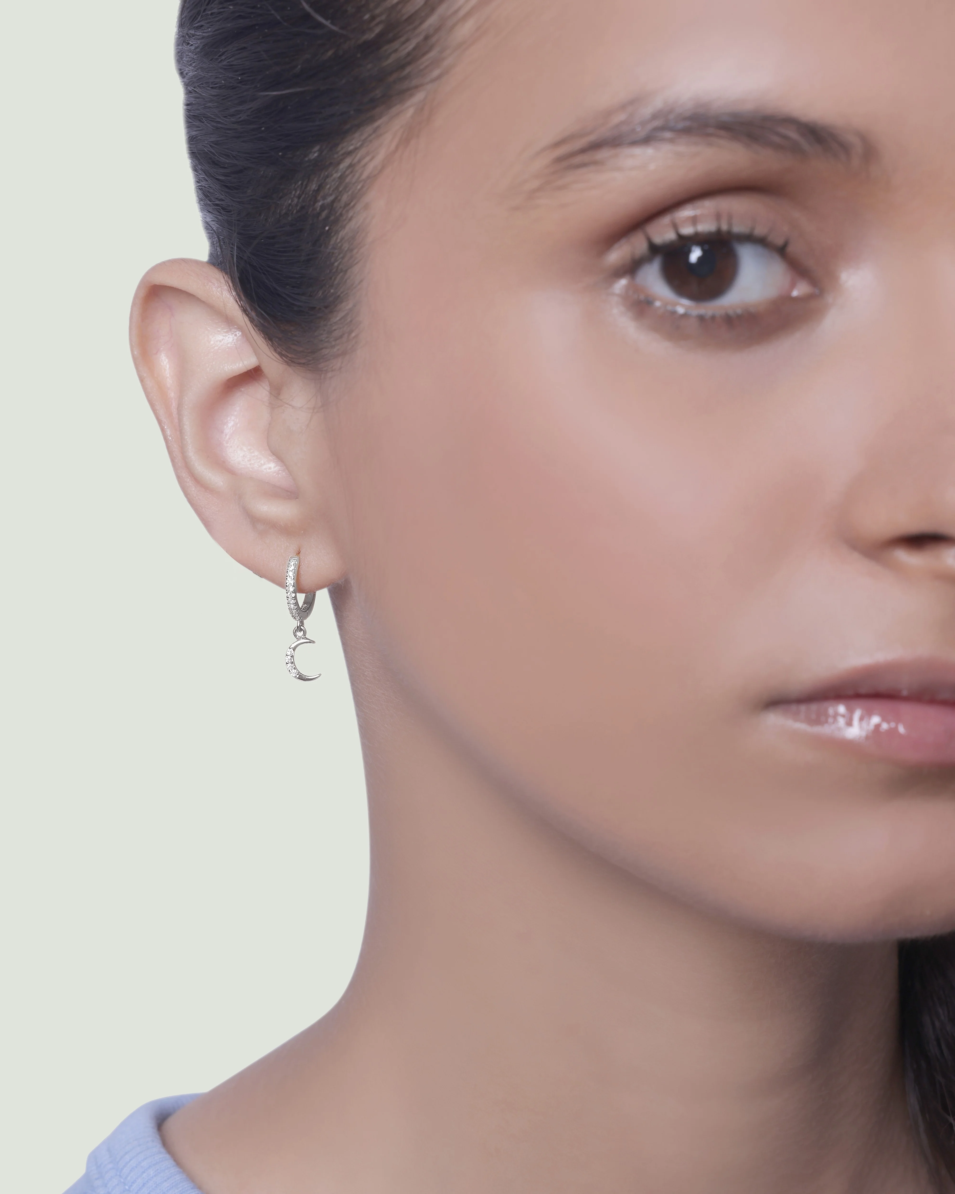 Moon Star Charm Hoop Earrings - Image 3