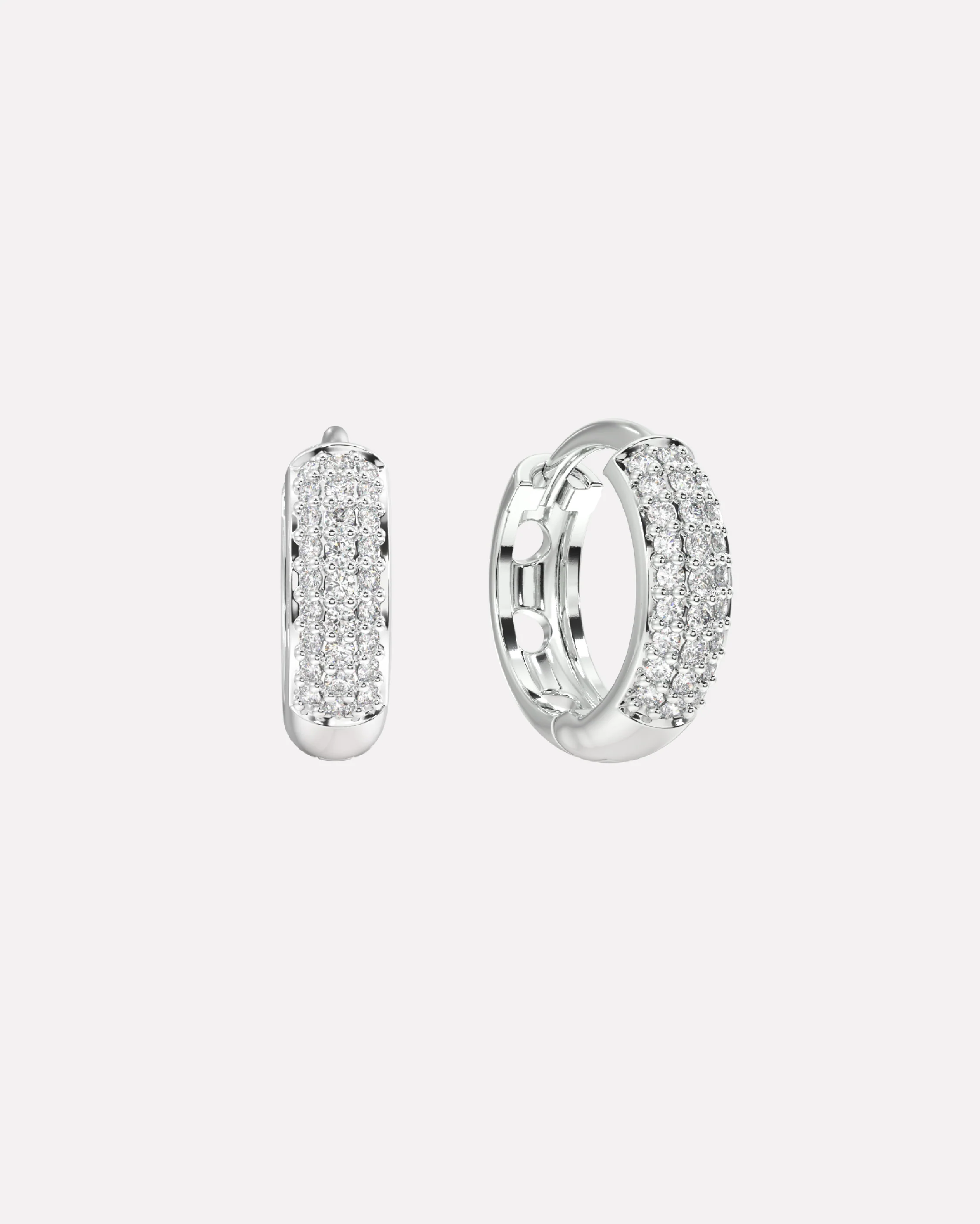 Zirconia Thick Hoops Earrings Multiple Sizes - Image 4